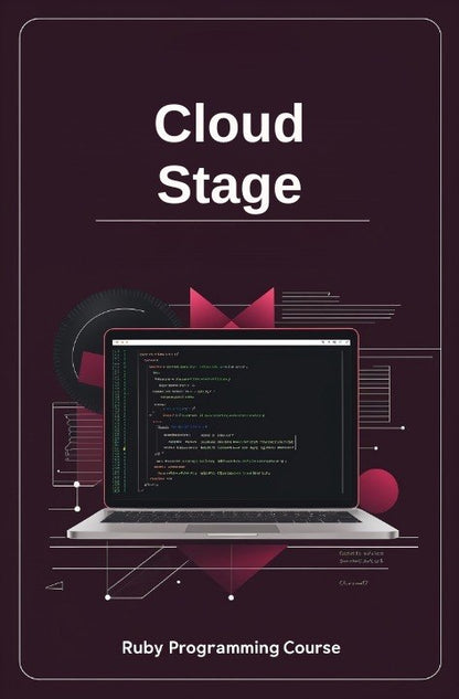 Laptop with code on screen on a dark background with 'Cloud Stage' text