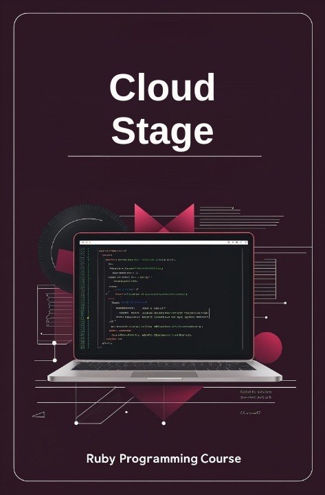 Laptop with code on screen on a dark background with 'Cloud Stage' text